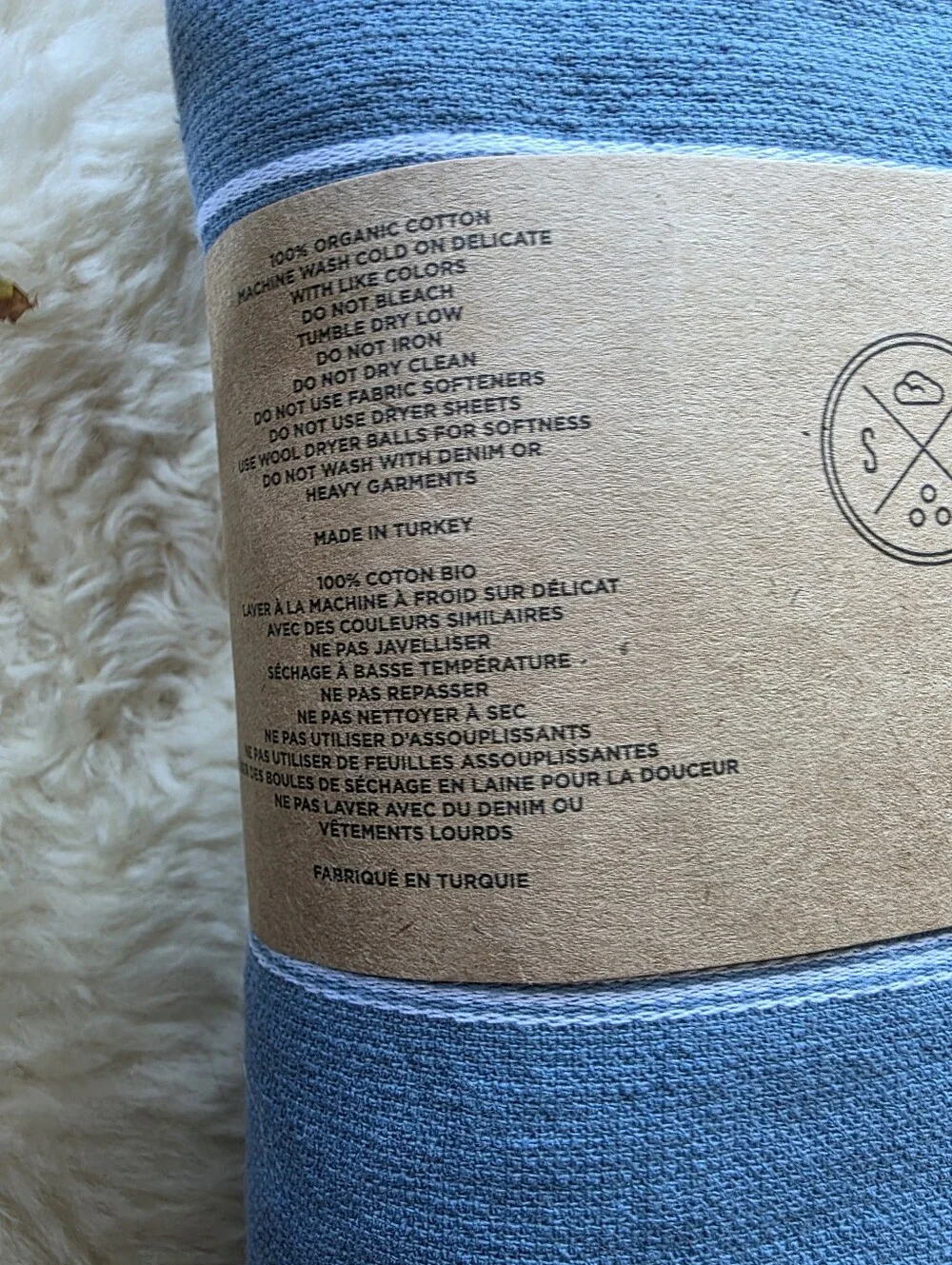 Sand Cloud Bath XL Towel 100% Organic Turkish Cotton Blue White Stripe NWT